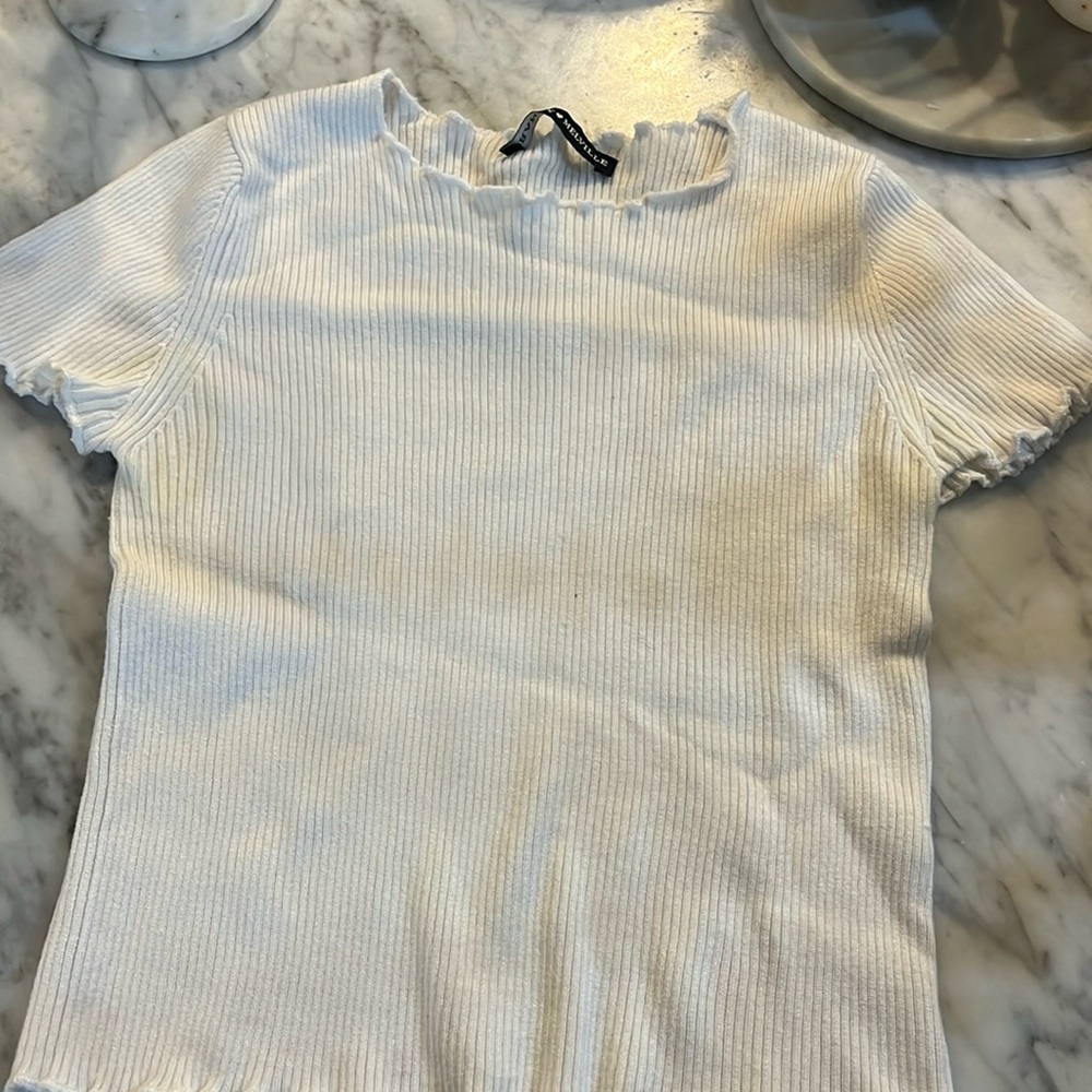 Brandy ribbed white tee